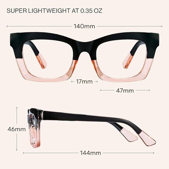 Pink & Black Cat Eyes Womens Reading Glasses with Blue Light Filter +1.50 3 Pack - Picture 7 of 12